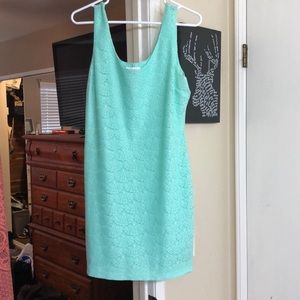 Teal fitted lace dress